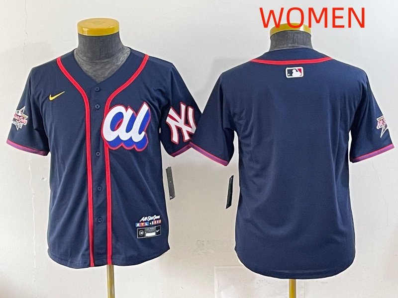 Women 2025 New York Yankees Blank Drak Blue All star Blank Blue Nike MLB Jersey style 5